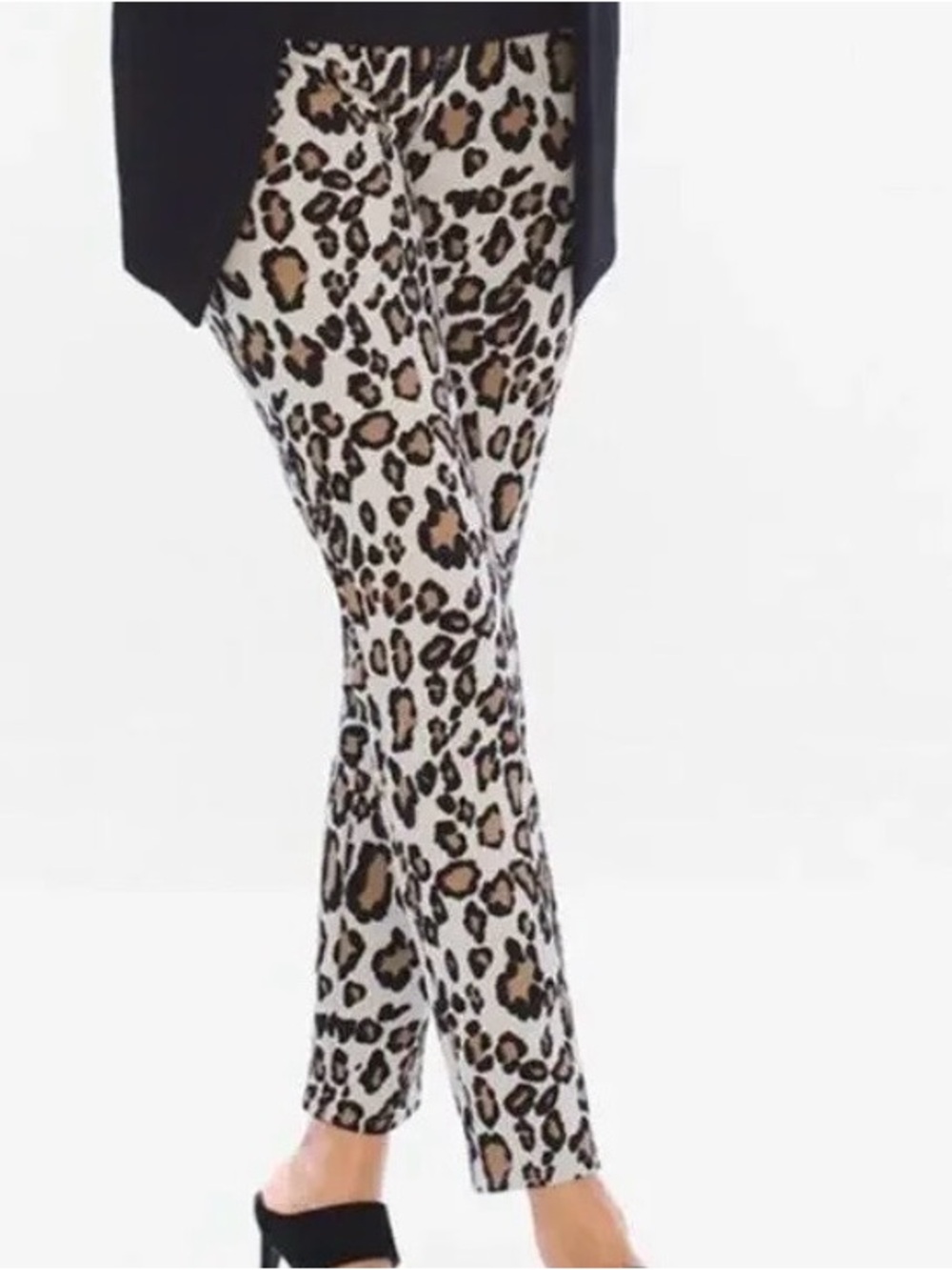 Chicos So Slimming Pants Womens 1.5 (10) PetiteAnkle Leopard Print Stretch